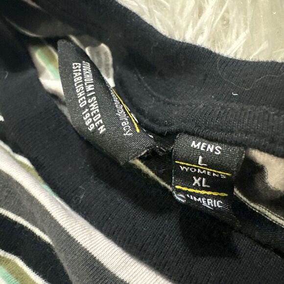 EUC WESC Men's Large Women's XL Wasted Youth T Shirt Stripe Black Color - Picture 5 of 5